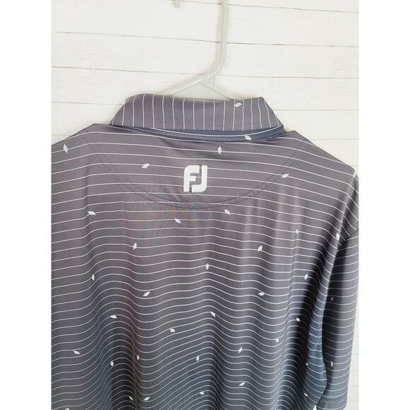 FOOTJOY GRAY STRIPE W LEAF DETAIL GOLF POLO, SZ XL - Picture 11 of 13